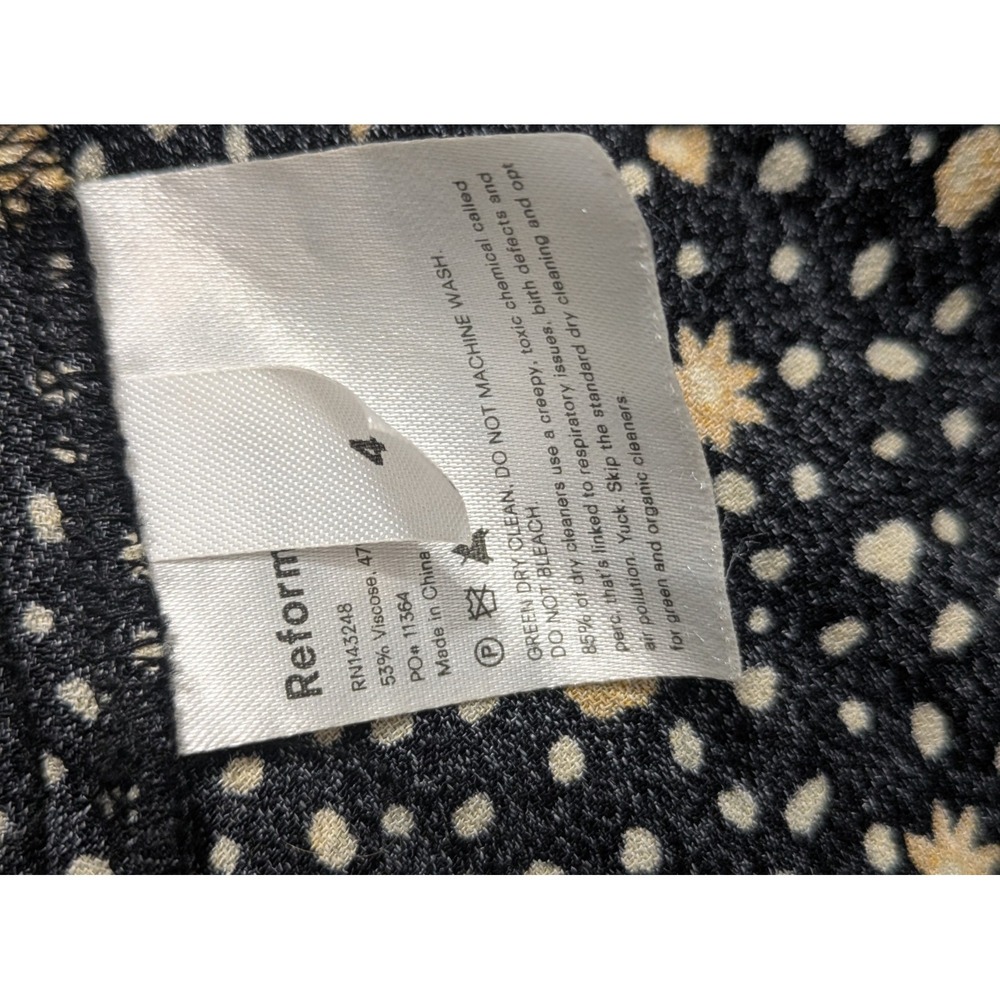 Reformation Slip Dress Crimini Midi Posie Ditsy Floral Black Size 4 Pullover - Picture 4 of 12